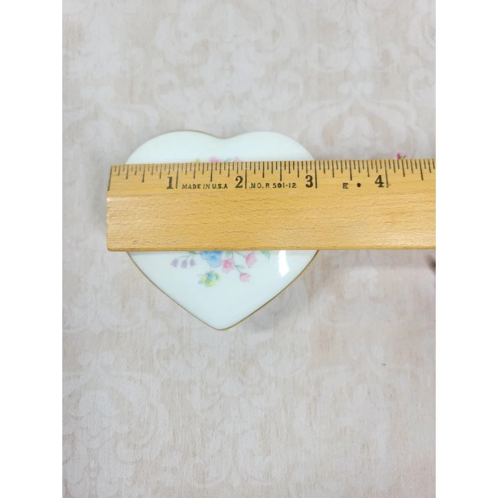 Vintage Heart Shaped Trinket Box Made in Japan Ceramic Floral Vanity Dish